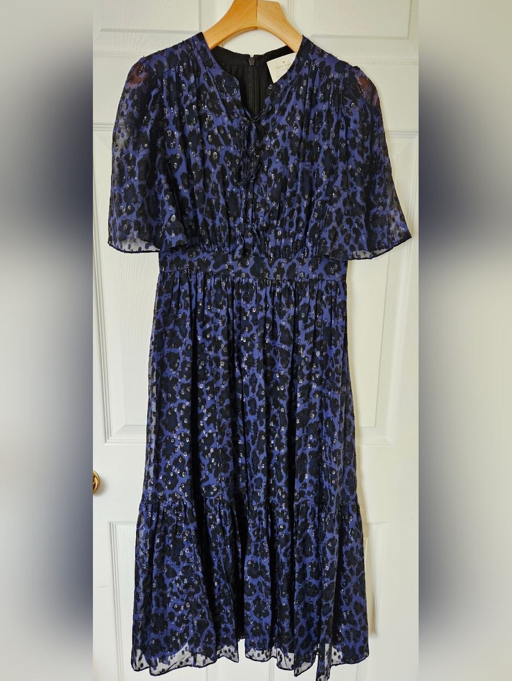 Kate Spade Blue & Black Leopard Pattern Dress Work Office Career Chic Dress